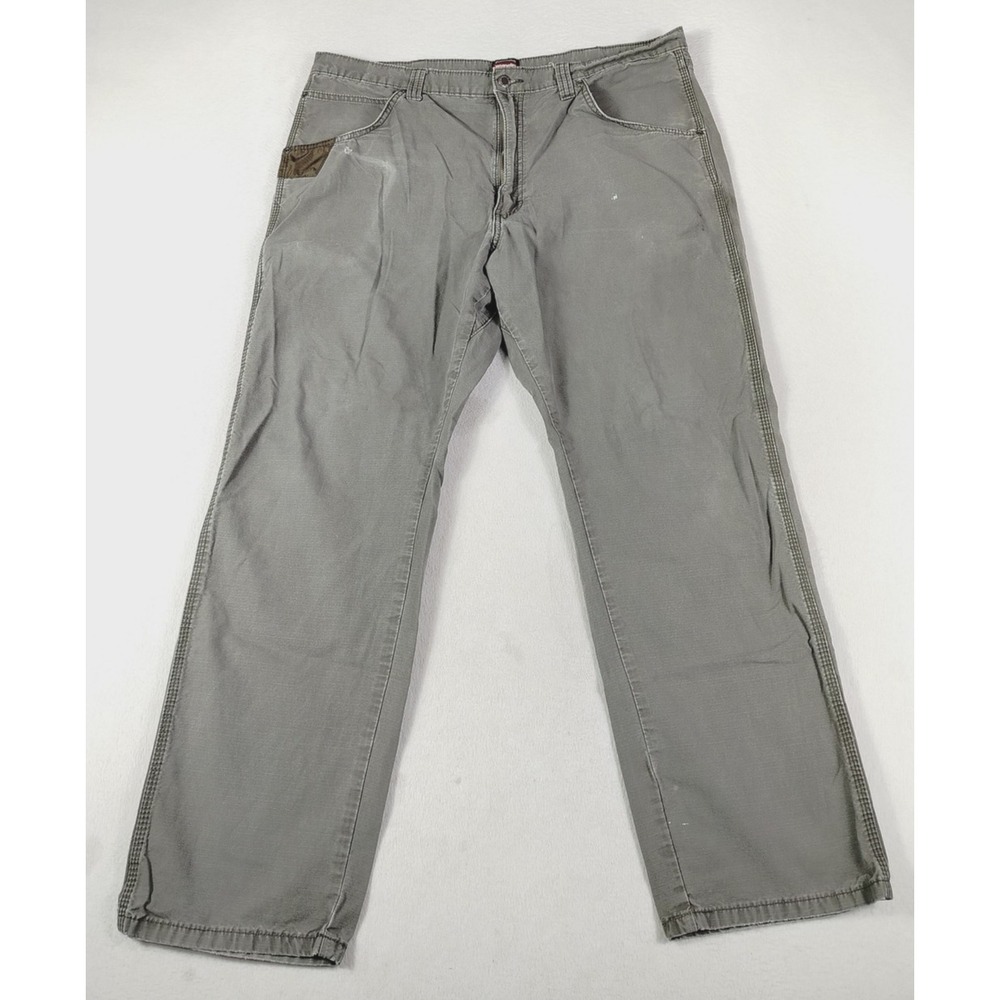 Wrangler RIGGS Carpenter Pants Mens 40 Gray Distressed Canvas Workwear Utility